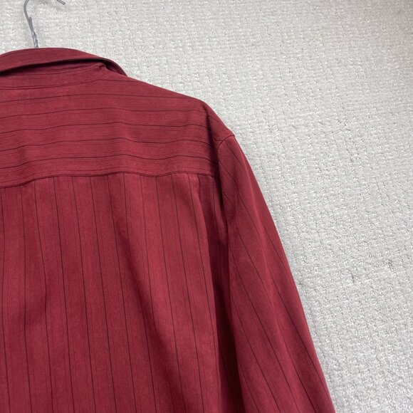 Vintage Pierre Cardin Faux Suede Dark Red Dress Shirt Men Size M Button Up - Picture 13 of 13